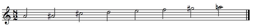 Westernized Middle Eastern Scale in A (notation)